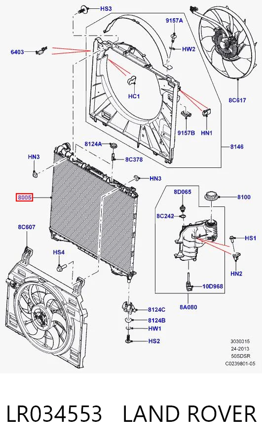LR034553 Land Rover Chłodnica silnika