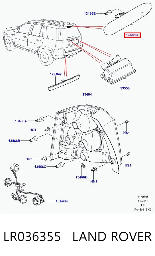 Kupić Lampa stop tylna dodatkowa Land Rover Freelander II L359 w dobrej cenie