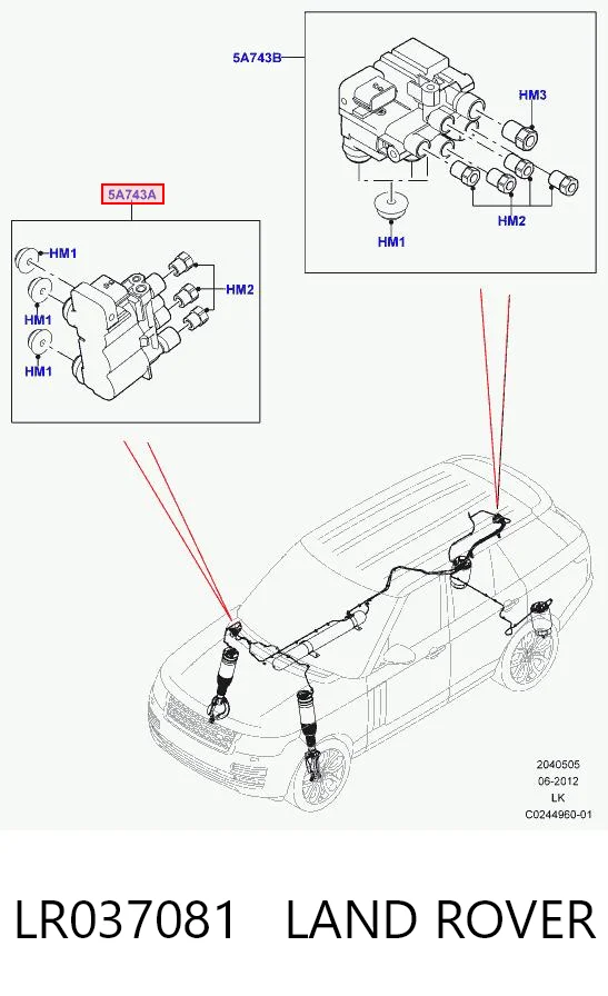 LR037081 Land Rover Blok zaworów zawieszenia regulowanego przedni