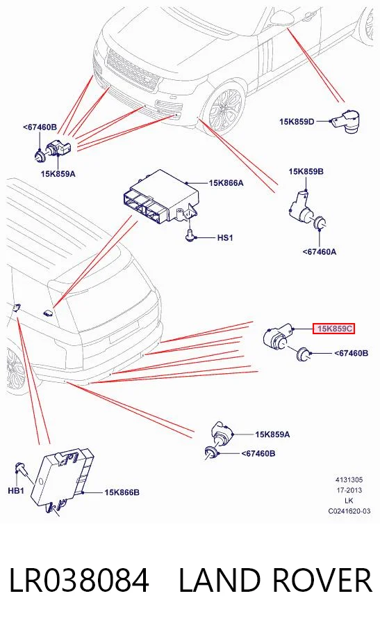 Do koszyka LR038084 Ford Czujnik parkowania przedni