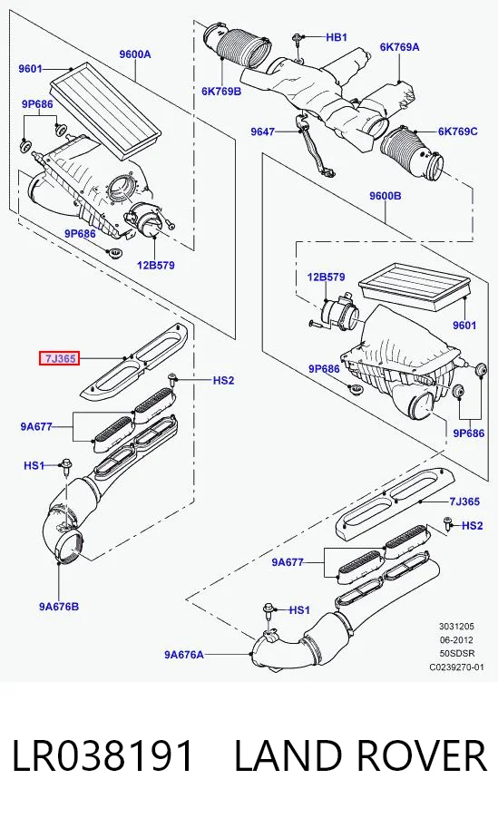 LR038191 Land Rover Uszczelka maski