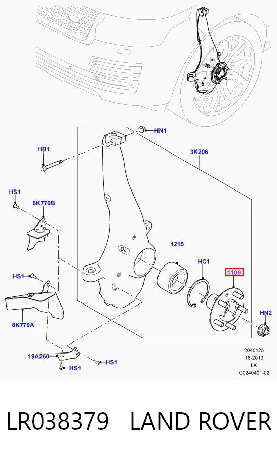 Piasta przednia do Land Rover Range Rover IV L405