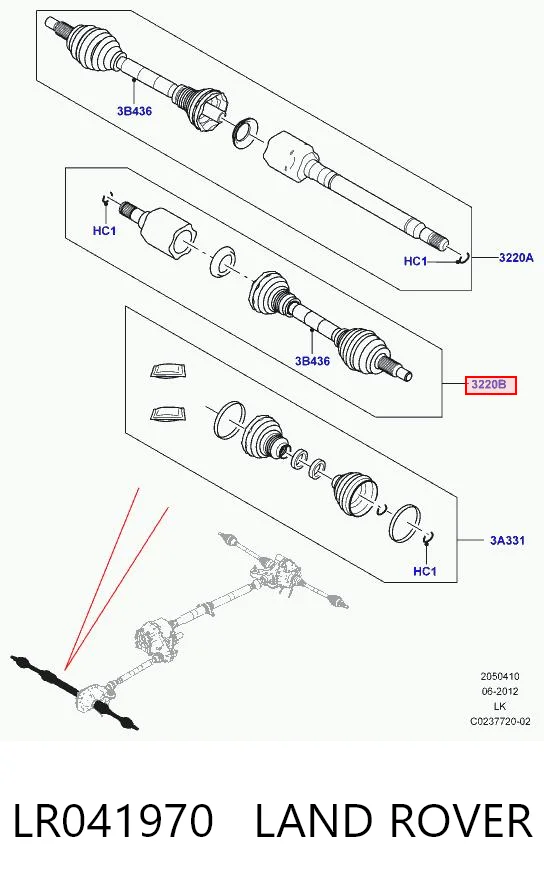Półoś napędowa przednia lewa Land Rover Range Rover IV SUV (L405) (2012 - 2021) cena, od 298,02 USD