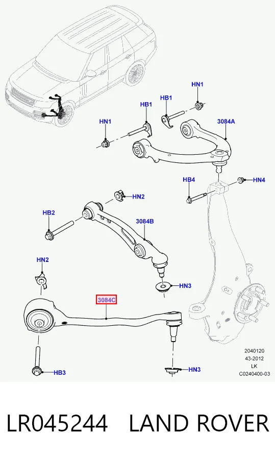  Wahacz zawieszenia przedniego dolny prawy Land Rover Range Rover 
