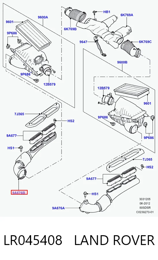Wlot powietrza do filtra powietrza do Land Rover Range Rover L494
