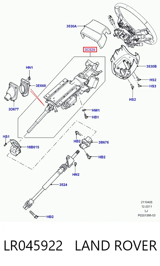 Kolumna (wał) kierownicza (kierownicy) Land Rover Range Rover III SUV (L322) (2010 - 2012) cena, od 2380,31 USD