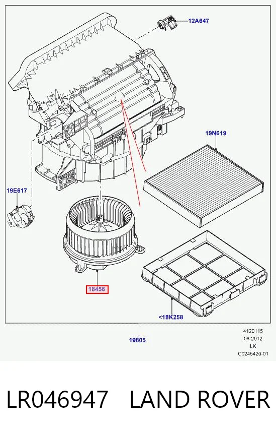 Silniczek wentylatora nagrzewnicy (ogrzewacza wnętrza) do Land Rover Range Rover IV L405