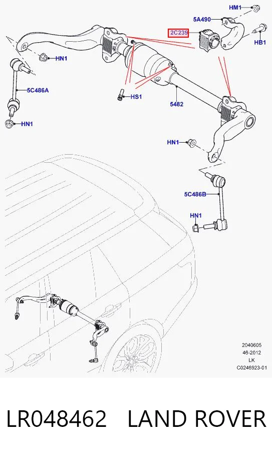 LR048462 Land Rover Tuleja stabilizatora tylnego