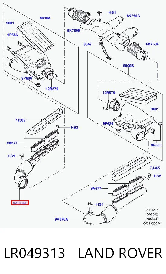Wlot powietrza do filtra powietrza Land Rover Range Rover SPORT II SUV (L494) (2013 - 2022) cena, od 195,86 USD
