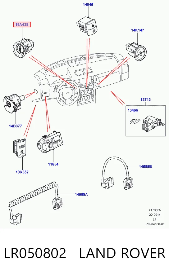 LR050802 Land Rover Przycisk uruchamiania silnika
