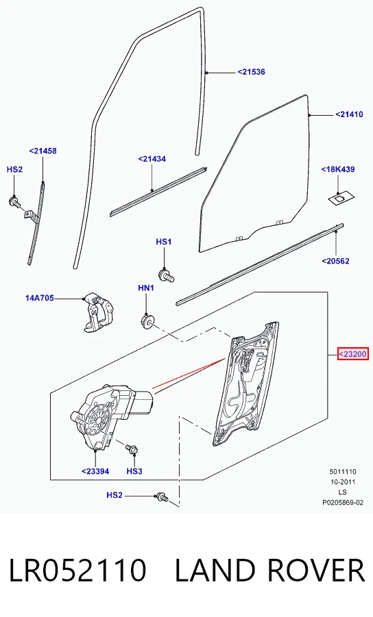 Mechanizm podnoszenia szyby drzwi przednich lewych do Land Rover Range Rover SPORT I L320