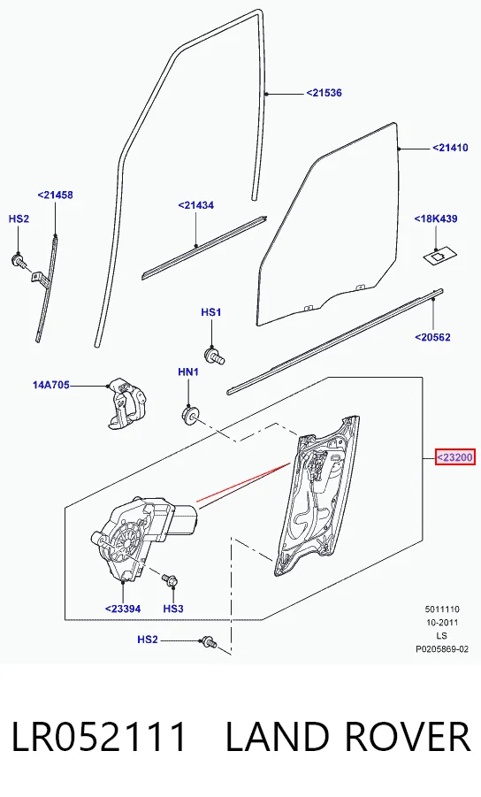 Mechanizm podnoszenia szyby drzwi przednich prawych do Land Rover Range Rover SPORT I L320