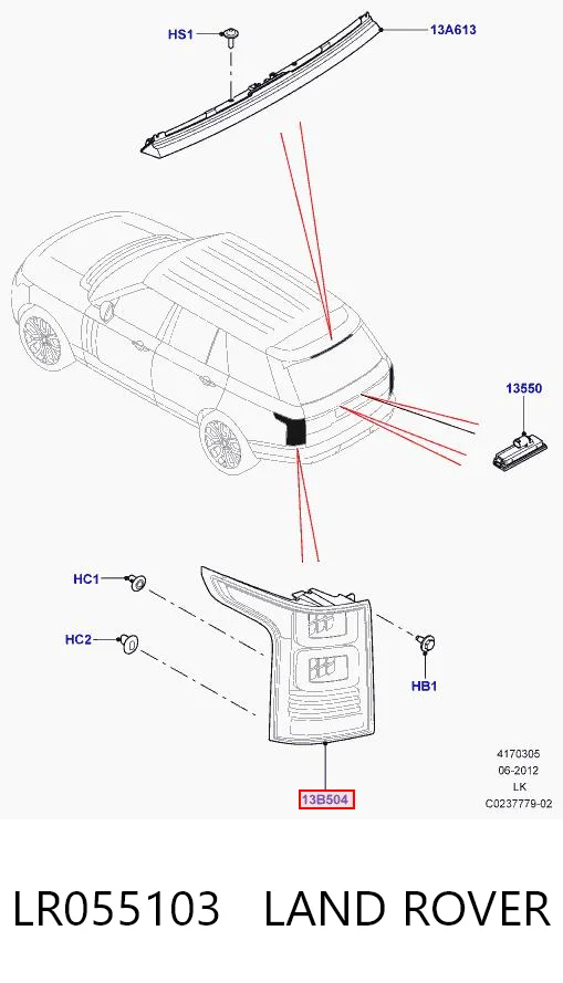 Lampa zespolona tylna prawa do Land Rover Range Rover IV L405