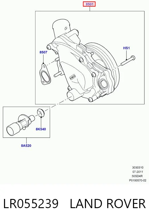 LR055239 Land Rover Pompa chłodząca wodna