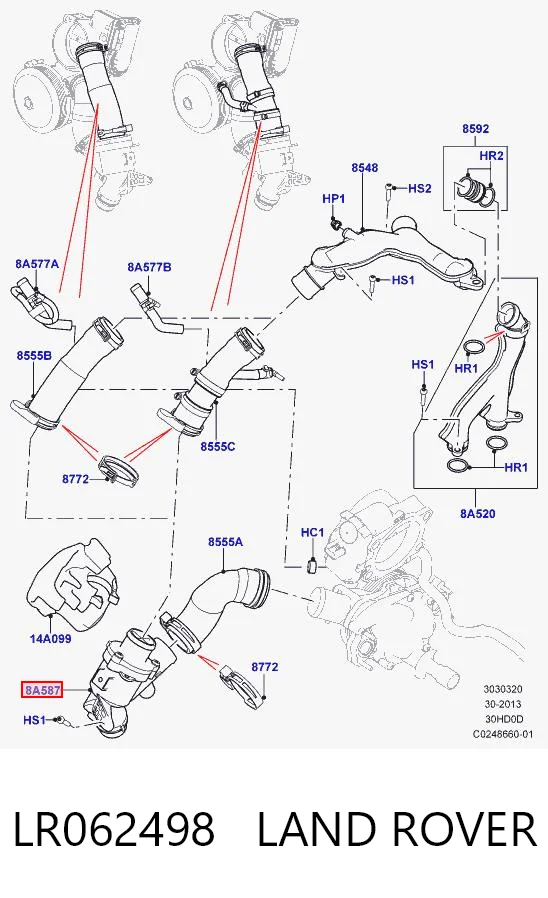 LR062498 Land Rover Obudowa termostatu