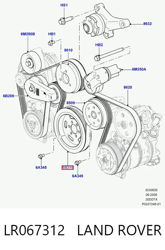 LR067312 Land Rover Koło pasowe wału korbowego