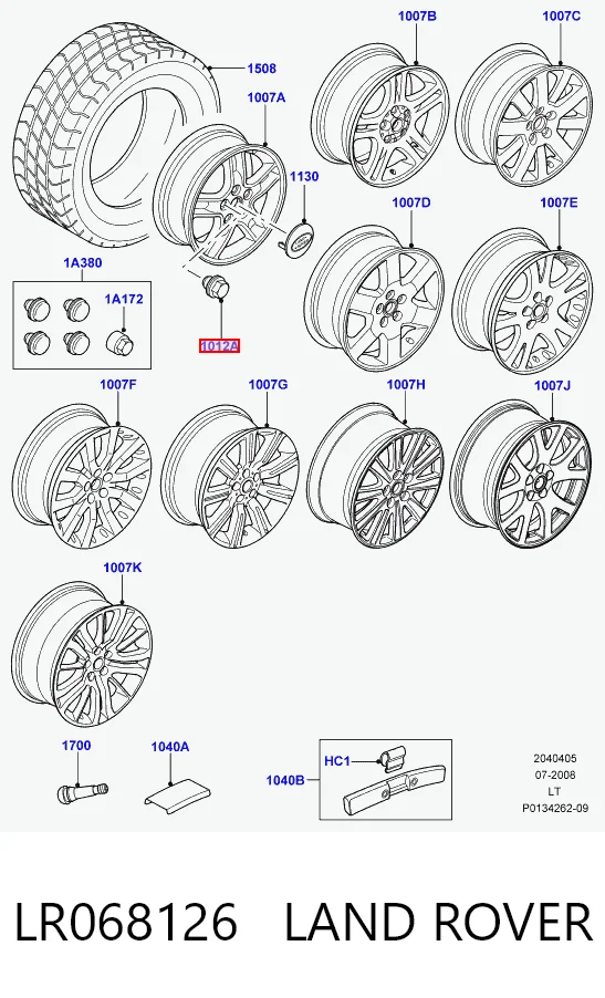 LR068126 Land Rover Nakrętka koła