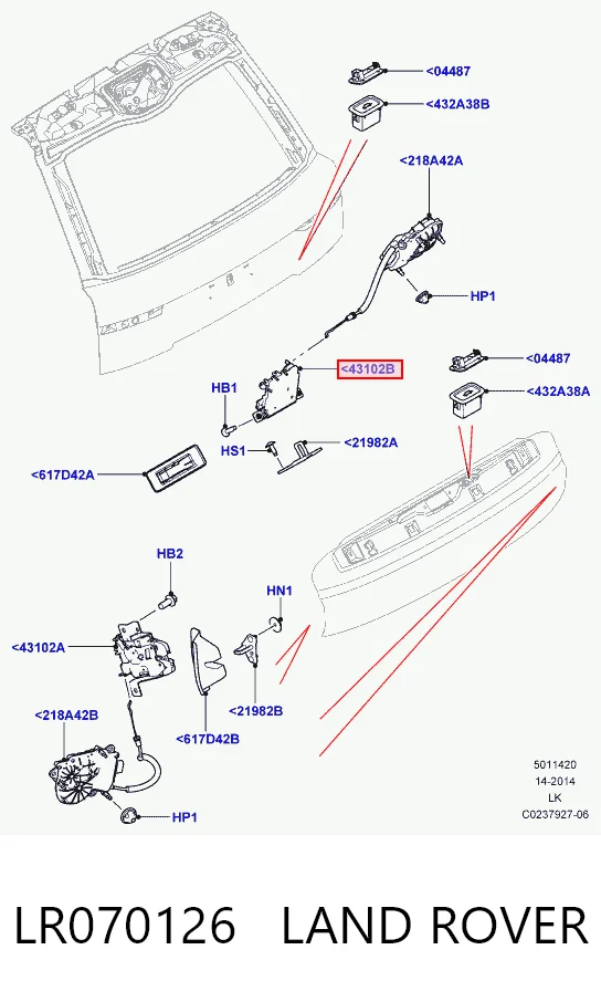 LR070126 Land Rover Zamek klapy bagażnika (3/5 drzwi tylnych)