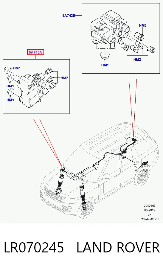 LR070245 Land Rover Blok zaworów zawieszenia regulowanego przedni