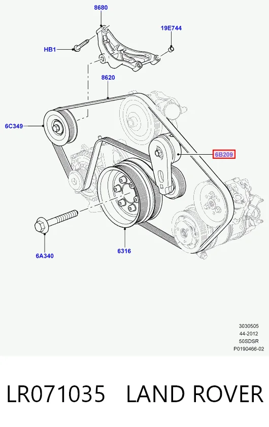 LR071035 Land Rover Napinacz paska napędowego