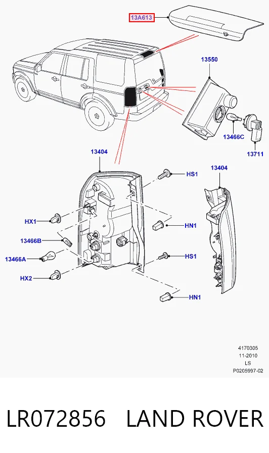 Lampa stop tylna dodatkowa do Land Rover Discovery III LR3