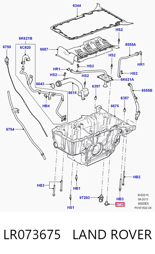 LR073675 Land Rover Korek miski olejowej silnika
