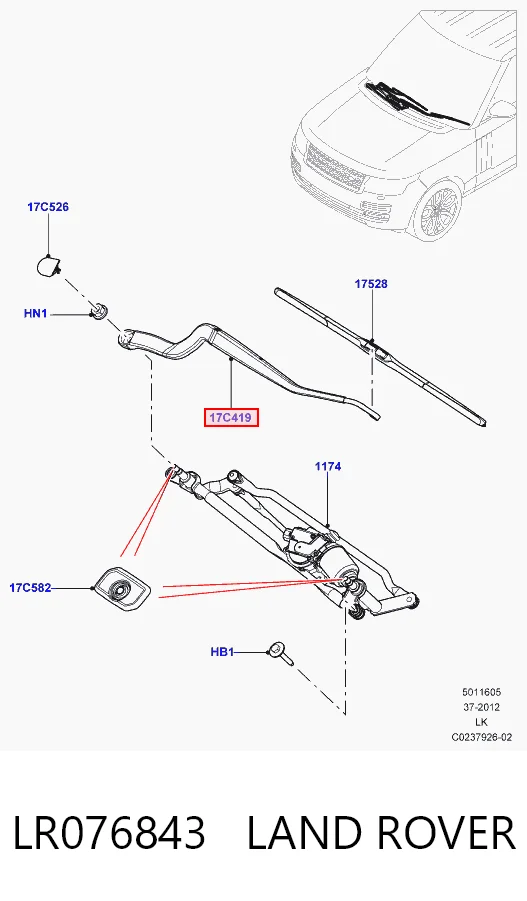 Ramię wycieraczki szyby przedniej Land Rover Range Rover SPORT II SUV (L494) (2013 - 2022) cena, od 40,88 USD