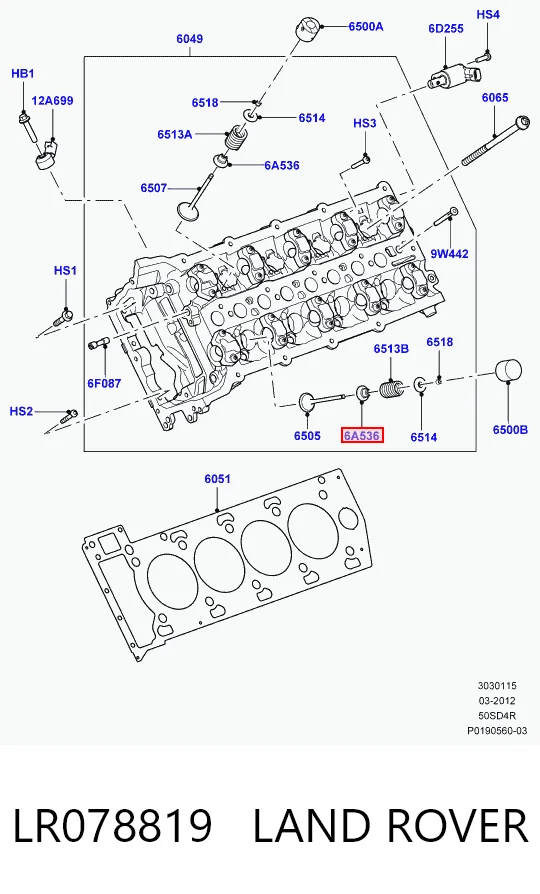 LR078819 Land Rover Uszczelniacz zaworu dolotowego/wylotowego