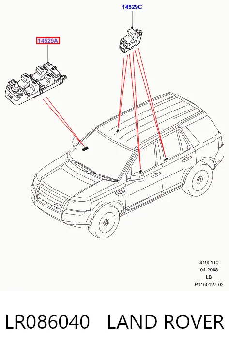 LR086040 Land Rover Panel przyciskowy sterowania podnośnikiem szyby przedni lewy