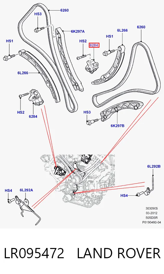 LR095472 Land Rover Napinacz łańcucha rozrządu