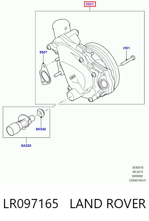 LR097165 Land Rover Pompa chłodząca wodna