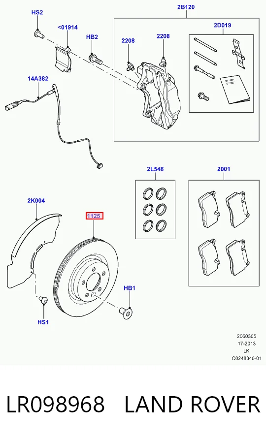 LR098968 Land Rover Tarcza hamulcowa przednia