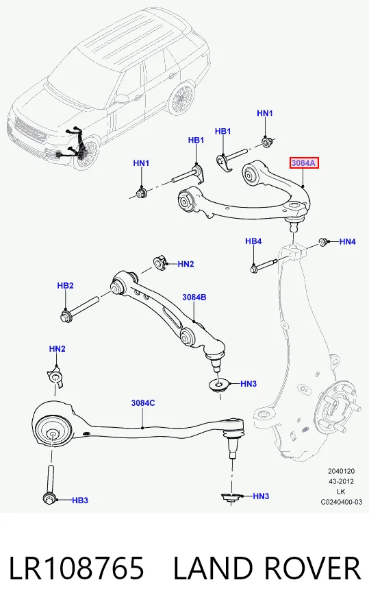  Wahacz zawieszenia przedniego prawy górny Land Rover Range Rover 4