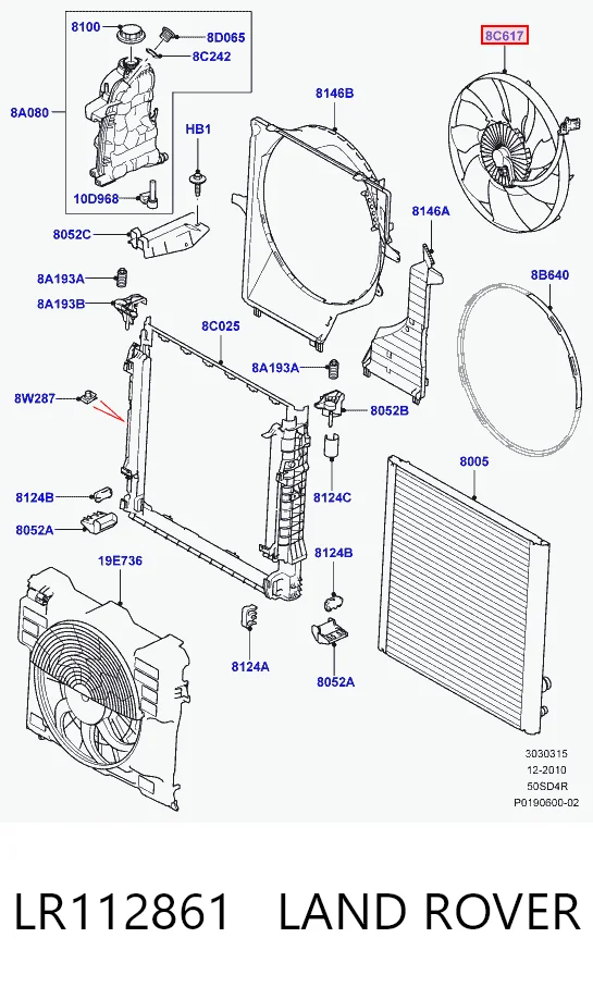 Wentylator elektryczny układu chłodzenia kompletny (silnik+wirnik) Land Rover Range Rover IV SUV (L405) (2012 - 2021) cena, od 326,70 USD