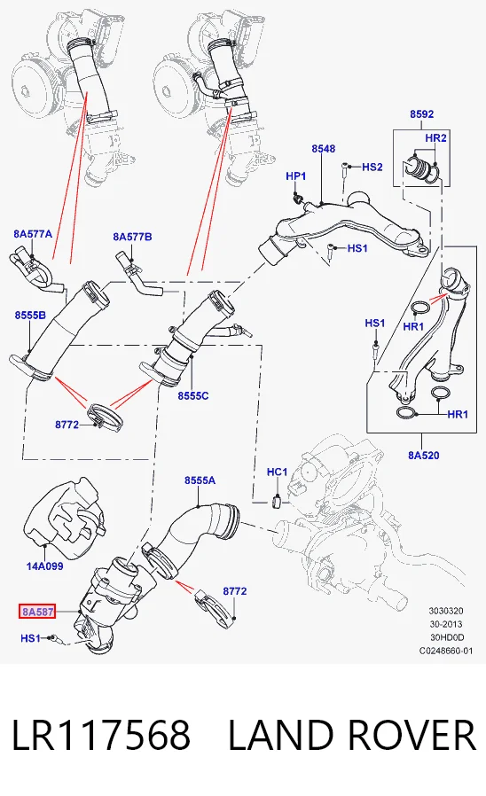 LR117568 Land Rover Obudowa termostatu