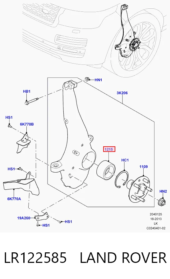 LR122585 Land Rover Łożysko piasty przedniej
