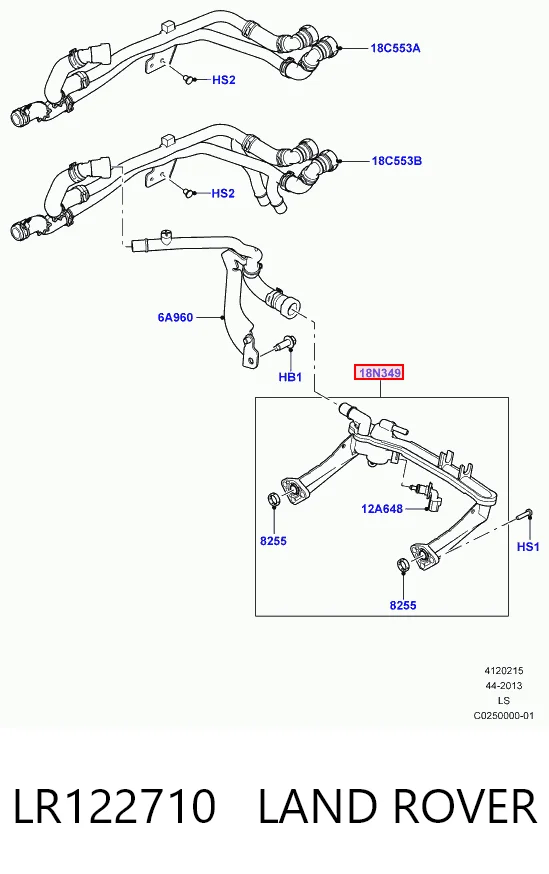 LR122710 Land Rover Przewód (króciec) układu chłodzenia