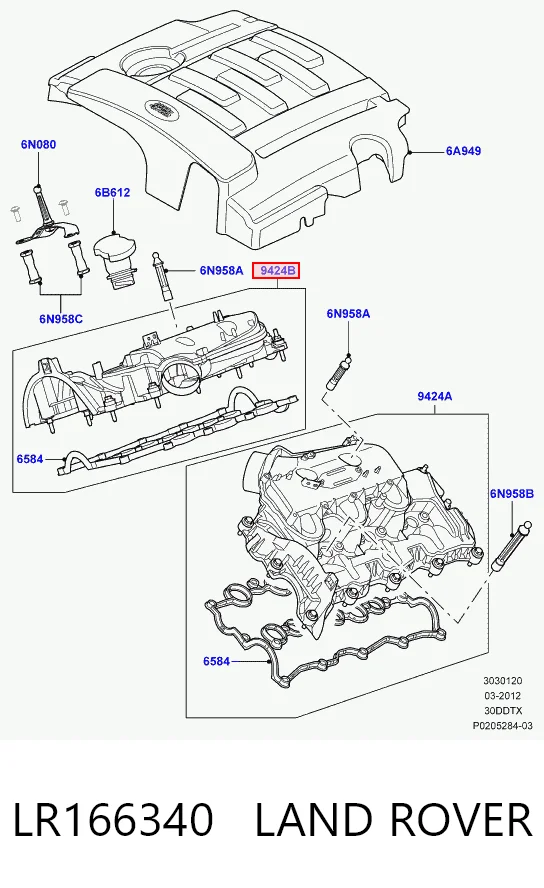 LR166340 Land Rover Pokrywa zaworowa prawa