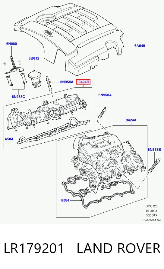 LR179201 Land Rover Pokrywa zaworowa prawa