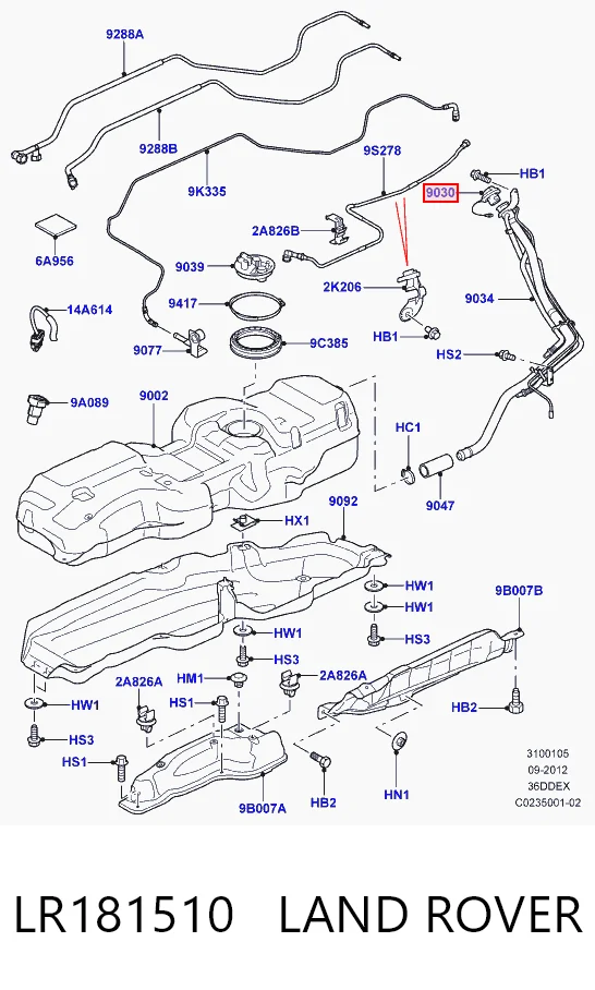 Korek wlewu paliwa Land Rover Range Rover EVOQUE