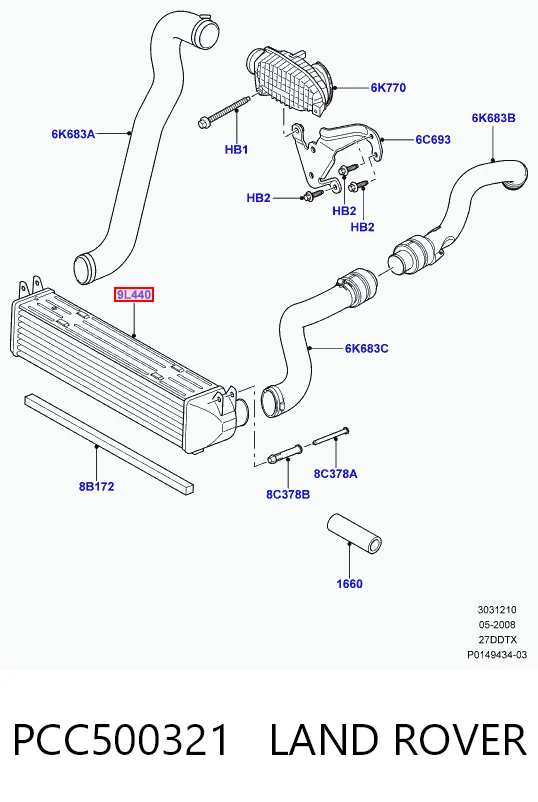Chłodnica intercoolera do Land Rover Discovery III LR3