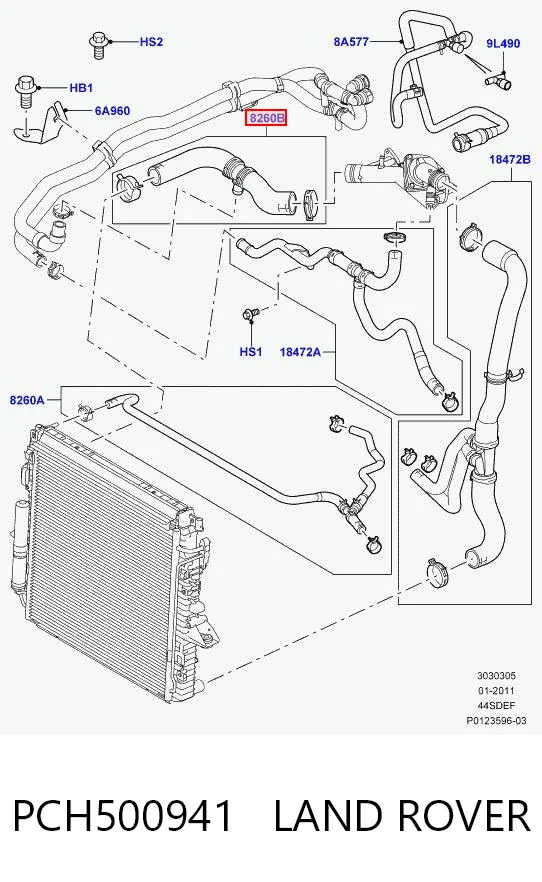 Przewód (króciec) chłodnicy górny do Land Rover Discovery III LR3