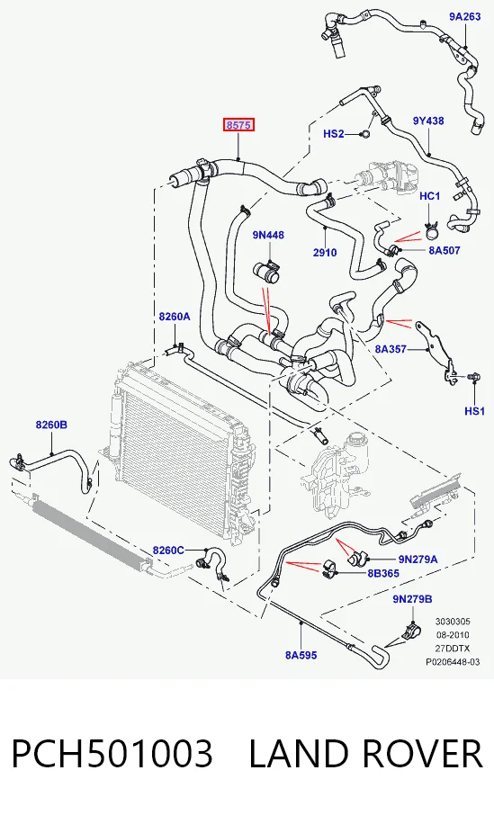 Przewód (króciec) układu chłodzenia do Land Rover Range Rover L320