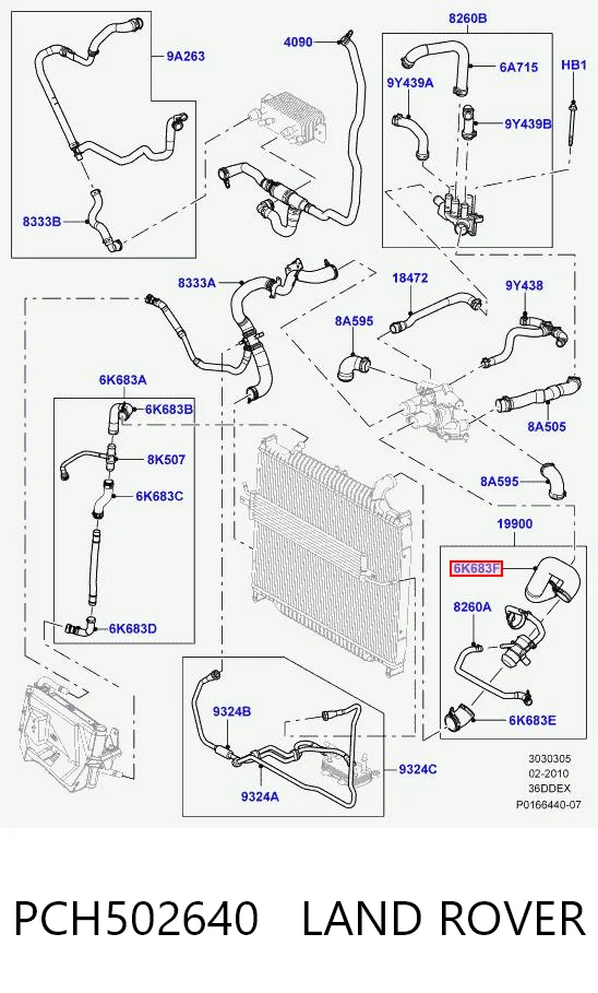 Przewód (króciec) chłodnicy górny Land Rover Range Rover SPORT I SUV (L320) (2005 - 2013) cena, od 12,41 USD