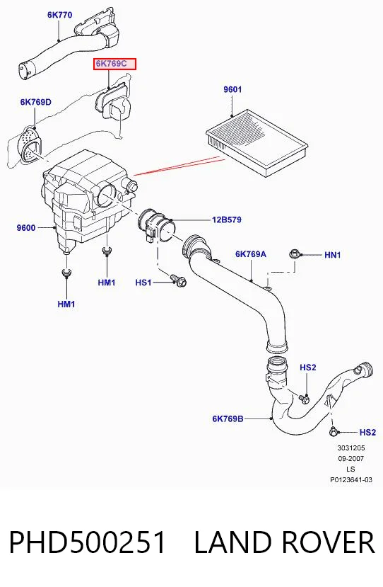 Wlot powietrza do filtra powietrza do Land Rover Range Rover L320