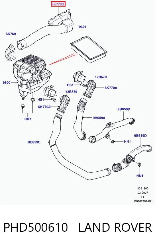 Wlot powietrza do filtra powietrza do Land Rover Range Rover SPORT I L320