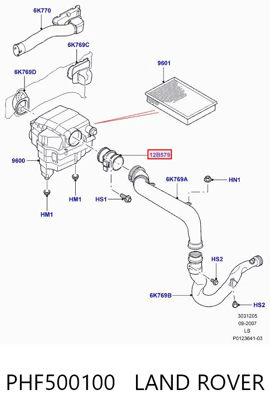 Czujnik przepływu powietrza, przepływomierz powietrza M.A.F. do Land Rover Discovery III LR3