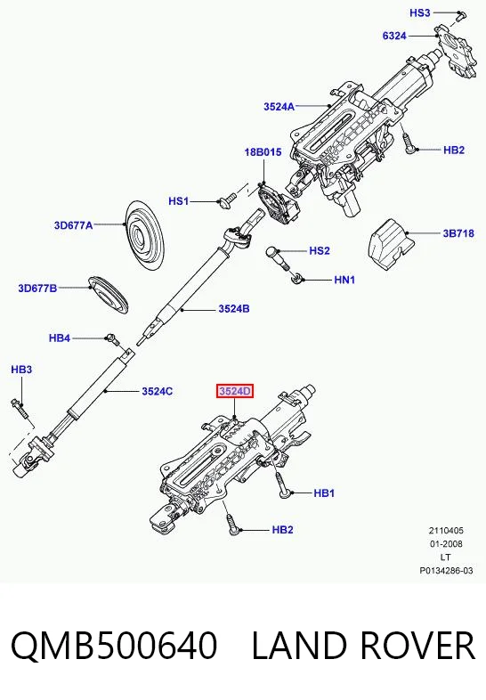 Kolumna (wał) kierownicza (kierownicy) do Land Rover Discovery III LR3