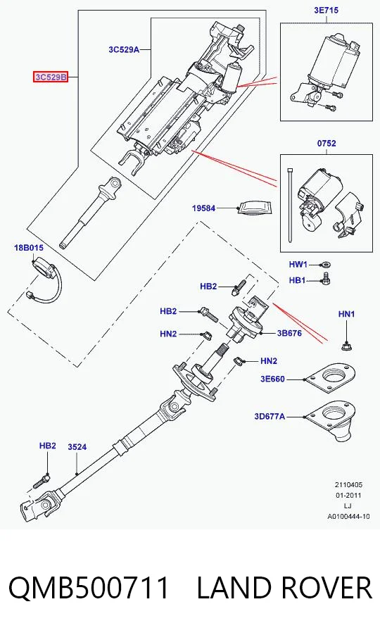 Kolumna (wał) kierownicza (kierownicy) Land Rover Range Rover III SUV (L322) (2002 - 2009) cena, od 2718,80 USD