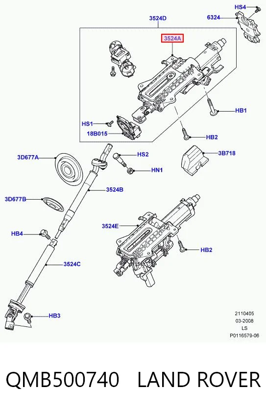 Kolumna (wał) kierownicza (kierownicy) Land Rover Discovery III SUV (LR3) (2004 - 2009) cena, od 774,69 USD